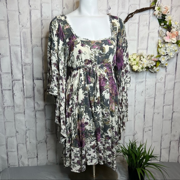 Free People Heart of Gold Watercolor Floral Dress - Picture 5 of 14